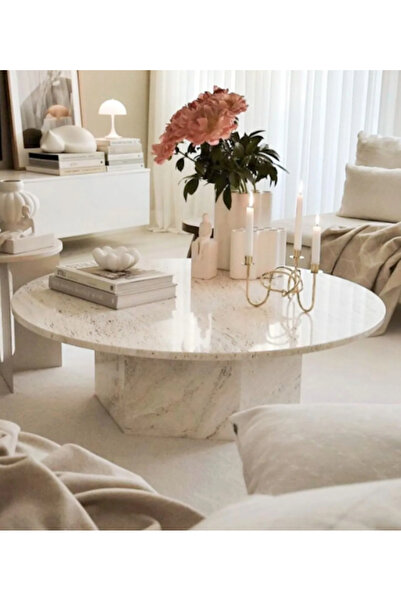 MIARIK DESIGN Loni-Traverten Altıgen Ayak Orta Sehpa