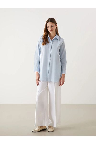 LC Waikiki Cămașă pentru femei LCW Modest Blue Regular Fit Tunica