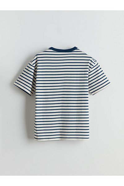 LC Waikiki Tricou pentru băiat cu dungi cu decolteu liber