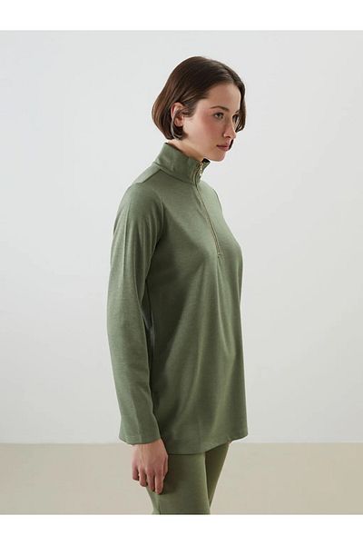 LC Waikiki Lcwaikiki Classic Green Stand Collar Women's Tunic