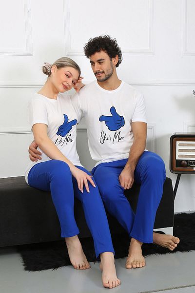 modaserdem Set pijama combinat Lover din bumbac pieptănat pentru femei - 100% bumbac