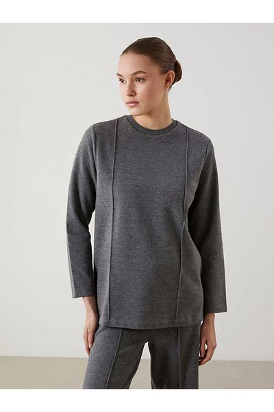 LC Waikiki Lcw Modest Anthracite Crew Neck Women's Tunic