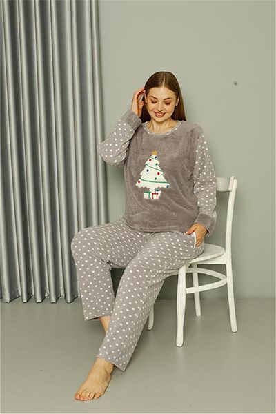 modaserdem Set de pijamale gri pentru femei Mdsrdm Welsoft Fleece