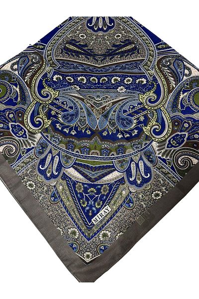 MİRAY Eșarfă din bumbac moale cu model etnic 120x120 - 04919