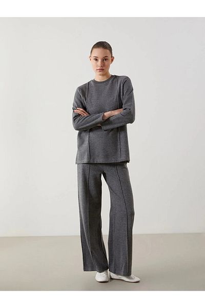 LC Waikiki Lcw Modest Anthracite Crew Neck Women's Tunic