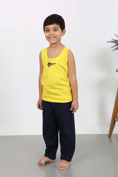 modaserdem Mdsrdm Boy's Strap Βαμβακερή Πιτζάμα Σετ-κίτρινο-100% Βαμβάκι