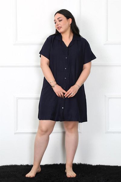 modaserdem Mdsrdm Women's Short Sleeve Plus Size Tunic Nightgown-100% Cotton