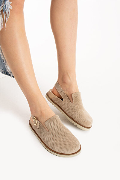 walviss Zuri Kadın Hakiki Deri Tek Tokalı Kaydırmaz Taban Coconat (Taba) Terlik