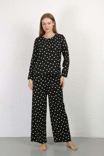 modaserdem Costum de pijama din țesătură încrețită pentru femei Mdsrdm-negru-100% bumbac