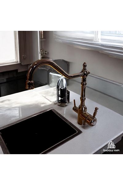 İSAOĞLU YAPI Copper Kitchen Faucet Bronze Sink Faucet Armature Suitable for Purifiers