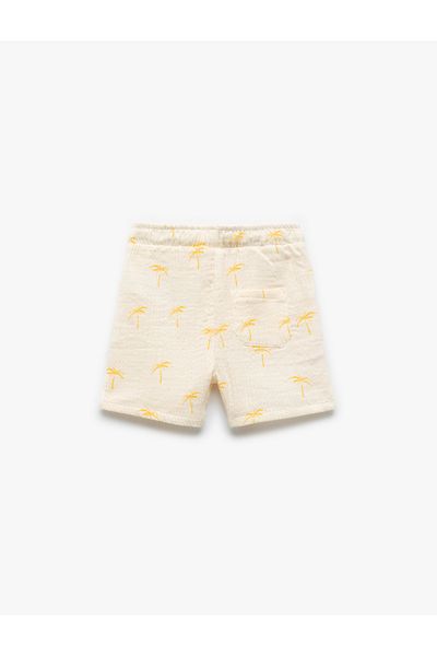 Koton Palm Printed Lace up Waist Cotton Shorts