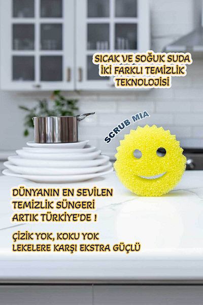 Decomia Home Magic Extra Strong Smiling Face Dish Sponge with Different Stains in Hot and Cold Water