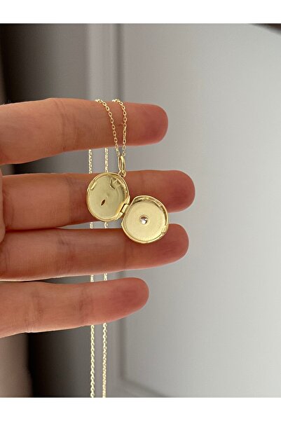 emy by emel luxury silver jewelry Altın Kaplama Kapaklı Arı Figürlü Madalyon Kolye 925 Ayar Gümüş