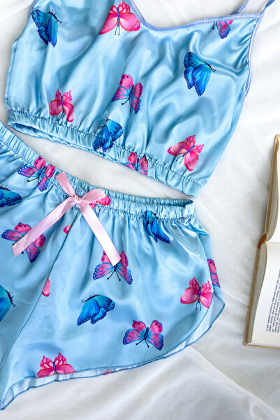 G&H UNDERWEAR Синій піжамний комплект з метеликовим візерунком