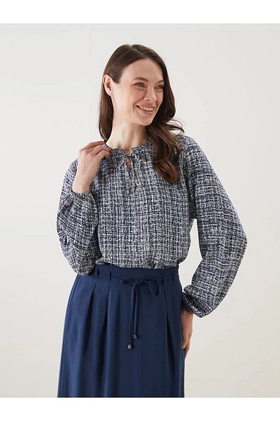 LC Waikiki Bluză de damă LCW Grace Blue cu guler cu șireturi