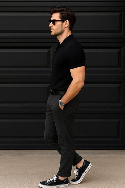 Delpino Πλεκτό Polo Neck Ανδρικό βαμβακερό T-shirt