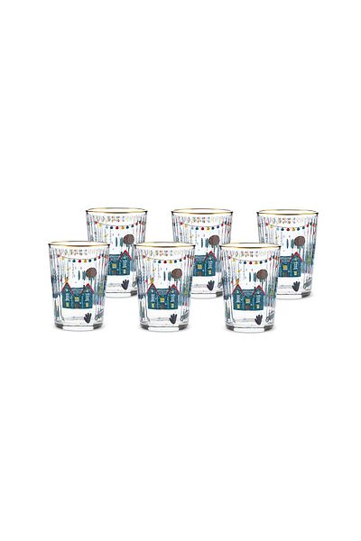 Karaca Home Anul Nou Crăciun Set pahare din sticlă pentru pui, 6 piese, 500 ml, multi