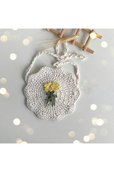 yucin Child Handbag Flower Straw Bag