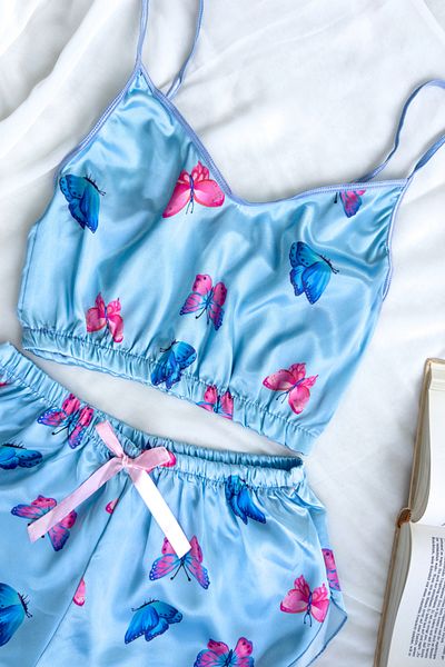 G&H UNDERWEAR Set pijamale albastre cu model fluture