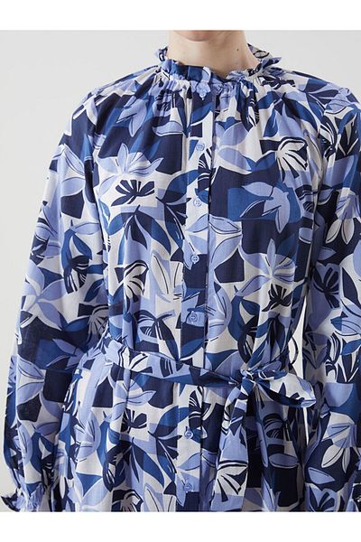 LC Waikiki Rochie cămașă pentru femei, cu guler ridicat, cu volan, sezon nou - S5GV44Z8