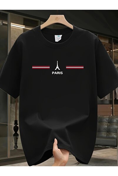 qubo sportswear & company تيشيرت أسود مطبوع عليه صورة للجنسين من كيوبو، بياقة...