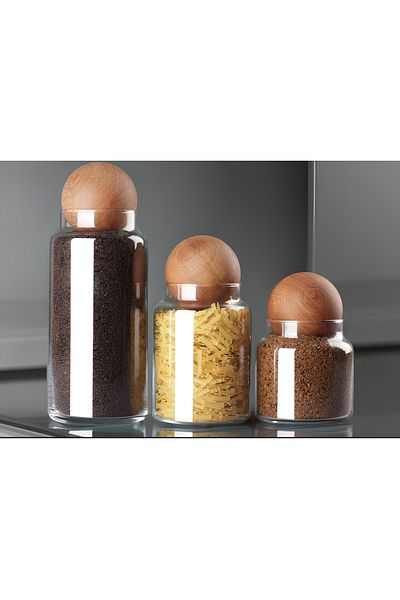 Meralles 3-Piece Glass Jar Set with Wooden Ball Lid