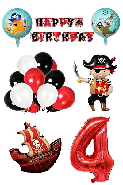 Patladı Gitti 4 Yaş Korsan Temalı Doğum Günü  Parti Kutlama Seti