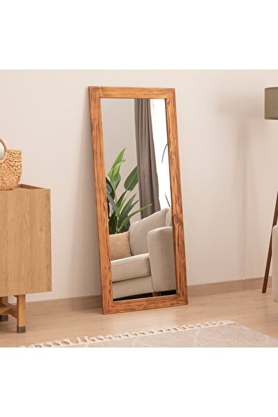DFN WOOD Masif Ahşap Dikdörtgen 130x60 Cm Dekoratif Duvar Salon Ofis Boy Aynası
