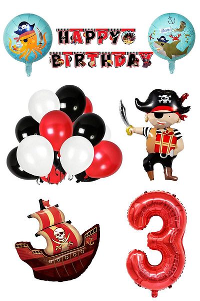 Patladı Gitti 3 Year Old Pirate Themed Birthday Party Celebration Set