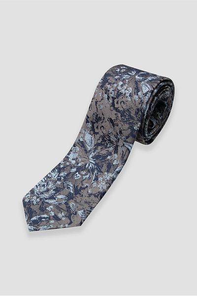 Abbate Gray Floral Pattern Tie