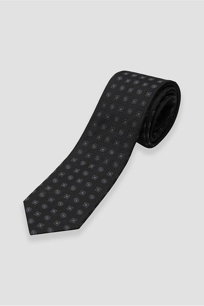 Abbate Black Geometric Pattern Necktie