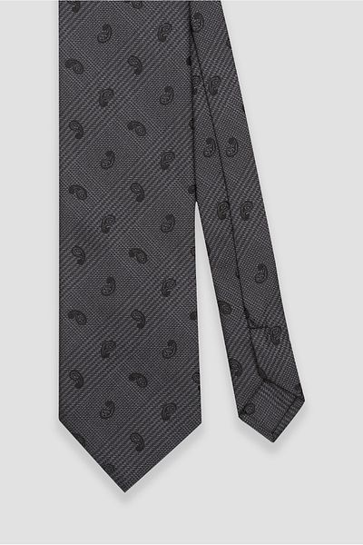 Abbate Gray Mini Paisley Pattern Tie
