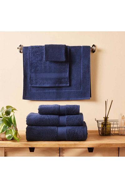 Karaca Home Joey prosop de baie din bumbac egiptean, 100cmx150cm, bleumarin
