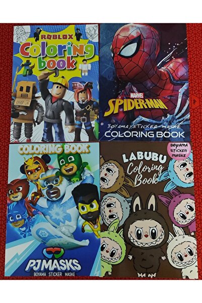 bundle island 4 adet stickerli boyama kitabı (roblox'/Örümcek ad./pijamask'/l...