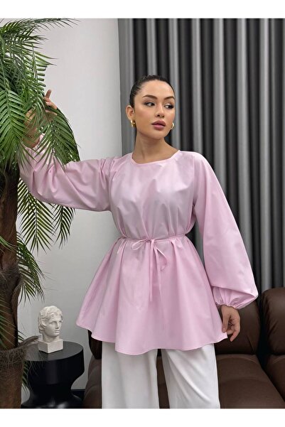 cies boutique beli bağlamalı balon kol poplin gömlek