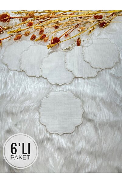 Mora Tekstil Presentation Napkin, Cocktail Napkin Coffee Side Presentation Holder Embroidered Coffee Side 6 Pieces Fabric