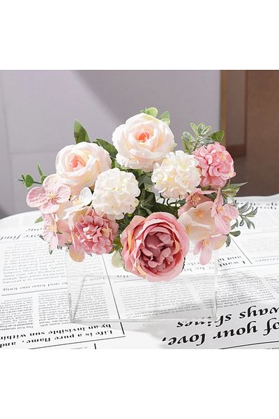 Choice Pink 7 heads high quality peony Artificial flowers silk peonies bouquet Rose hydrangea Home Decorati