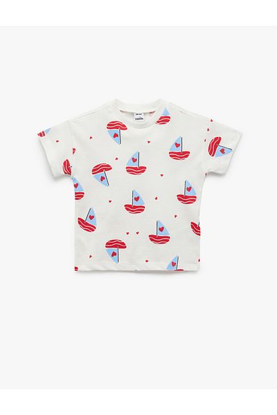 Koton Printed Crew Neck Short Sleeve Cotton T-Shirt