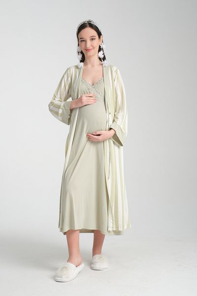 Effortt Set de pijamale pentru maternitate pentru maternitate din 2 piese cu caracteristică pentru alăptare – elegant și confortabil
