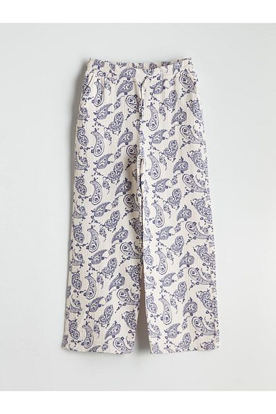 LC Waikiki Ecru Girl's Pants with Elastic Waist