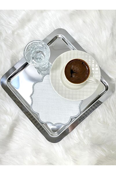 Mora Tekstil Presentation Napkin, Cocktail Napkin Coffee Side Presentation Holder Embroidered Coffee Side 6 Pieces Fabric