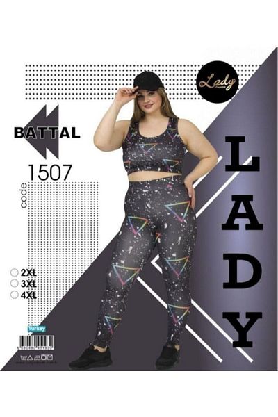 Lady طقم رياضي قصير مقاس كبير