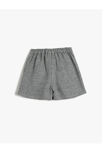 Koton Pleated Detailed Elastic Waist Cotton Blend Shorts Skirt