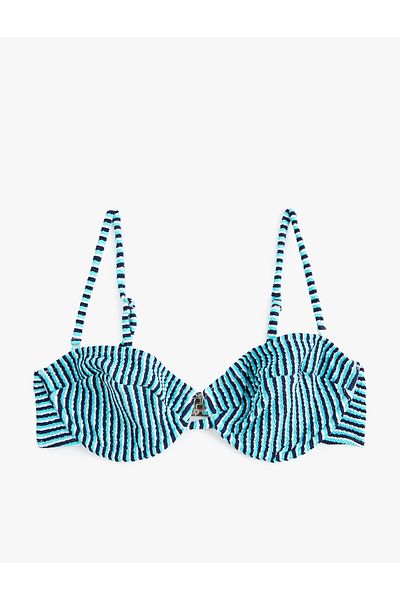Koton Textured Striped Underwire Bikini Top with Detachable Straps