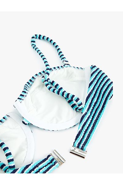 Koton Textured Striped Underwire Bikini Top with Detachable Straps