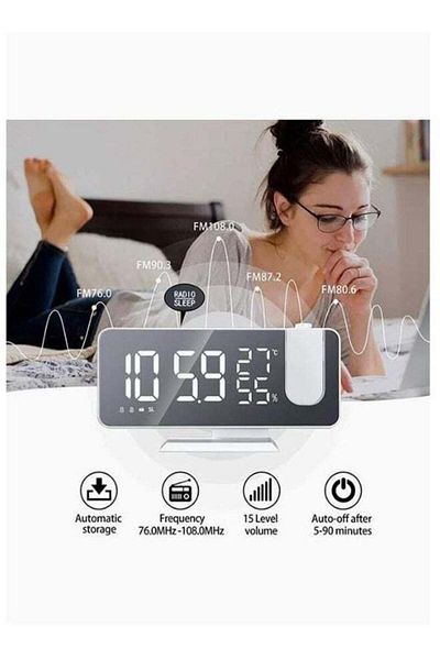 COOYA Led Mirror Digital Alarm Clock,ajustable Projection & Brightness Control,two Clocks,for Office