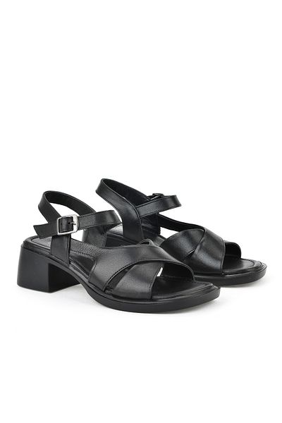 Ziya Sandale cu toc din piele naturală pentru femei 151992 Z8002 Negru