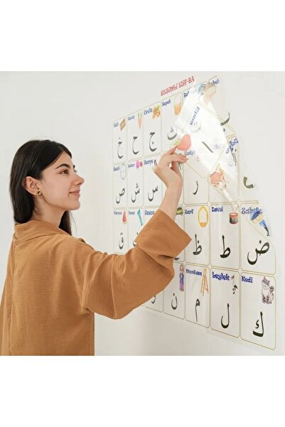 ForWhat 100X150Cm Static Stick-On Elif-Ba Learning Education Chart for Office Home Office Decor