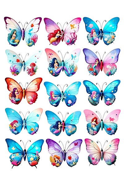 telaşe memuru Deniz Kızı Pasta Süsü Doğum Günü Pasta Süsü - Yenilebilir Kağıt...