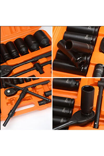 ekinler el aletleri 1/2 inç sürücü derin Set lokma anahtar kiti 23 adet taşınabilir ağır araba tamir aracı kutusu